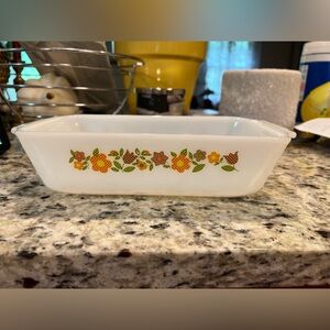 Vintage Anchor Hocking Fire King Gingham Checkered Flowers Baking Dish